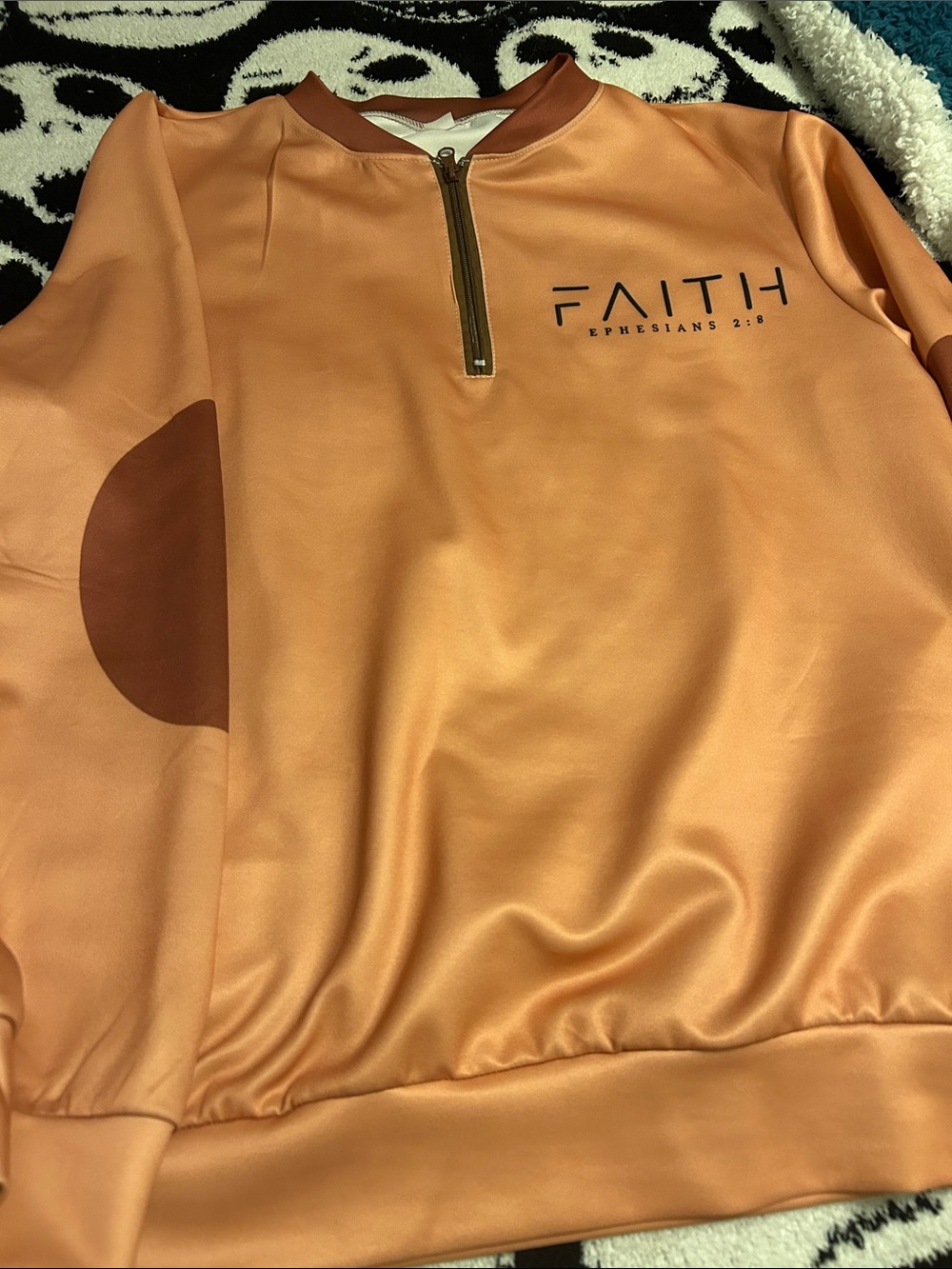 Faith Ephesians 2:8 Men's Quarter-Zip Polo Sweatshirt - Rust